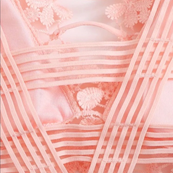 PINK GUIPURE LACE LONGLINE BRALETTE - Picture 4 of 8